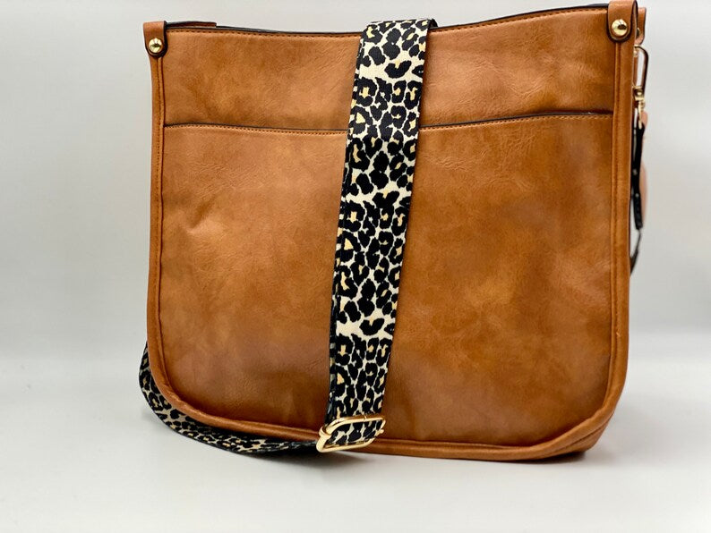Brown Faux Leather Zipped Crossbody Bag