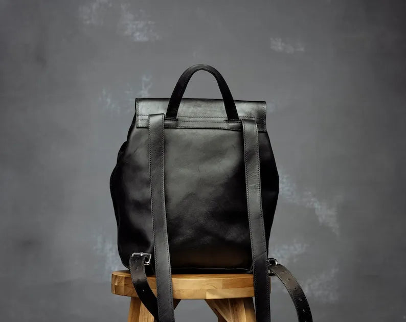 Black Leather Backpack For Women