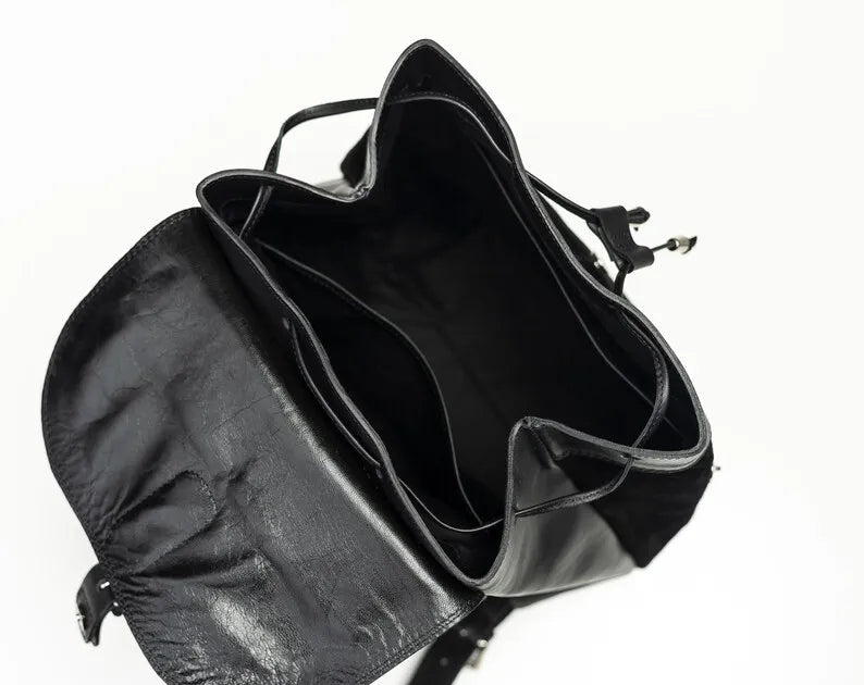 Black Leather Backpack For Women