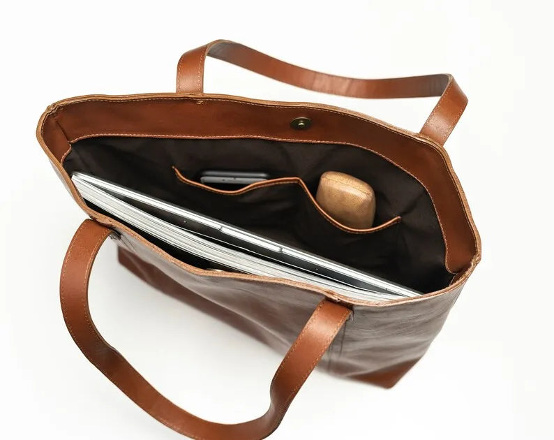 Brown Leather Tote Bag For Women