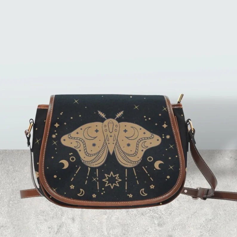 Cottagecore Witchy Moth Saddle Bag