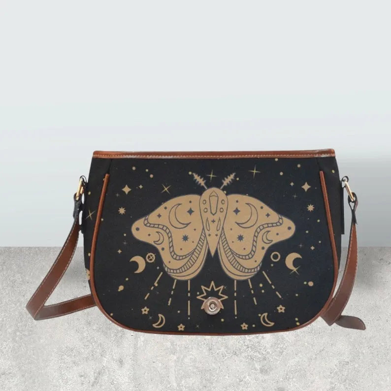 Cottagecore Witchy Moth Saddle Bag