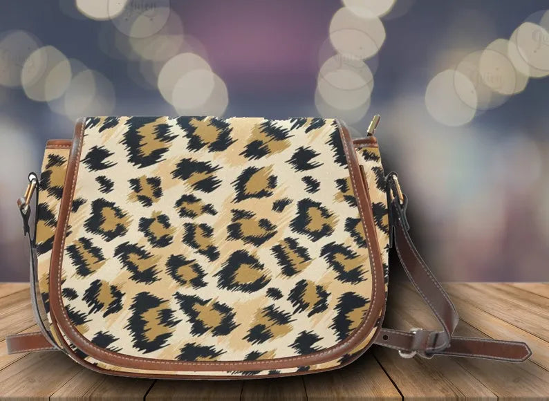 Leopard Skin Print Boho Saddle Bag