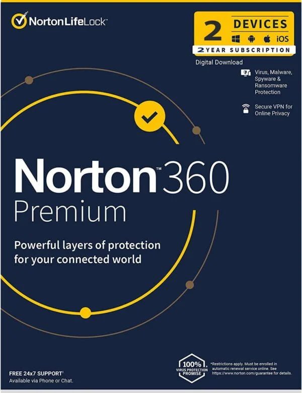 Norton 360 Premium 2 Devices 2 Year Windows/Mac/Android/iOS