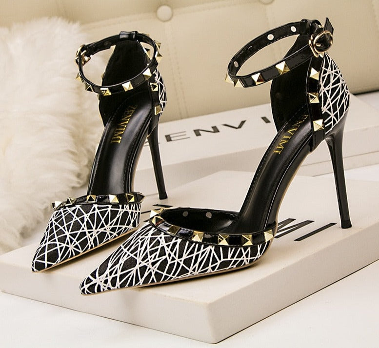 Designer clearance studded heels