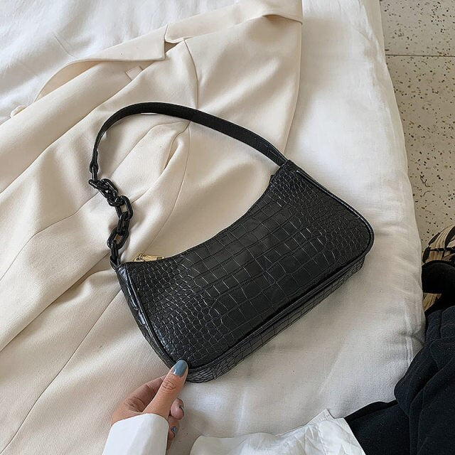 Hannabigail Crocodile Pattern Baguette Bag